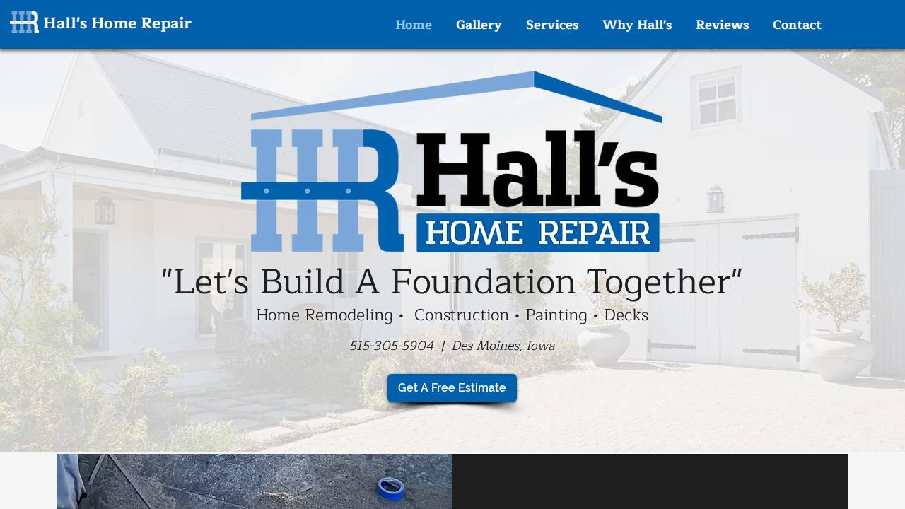 Hall's Home Repair website screenshot
