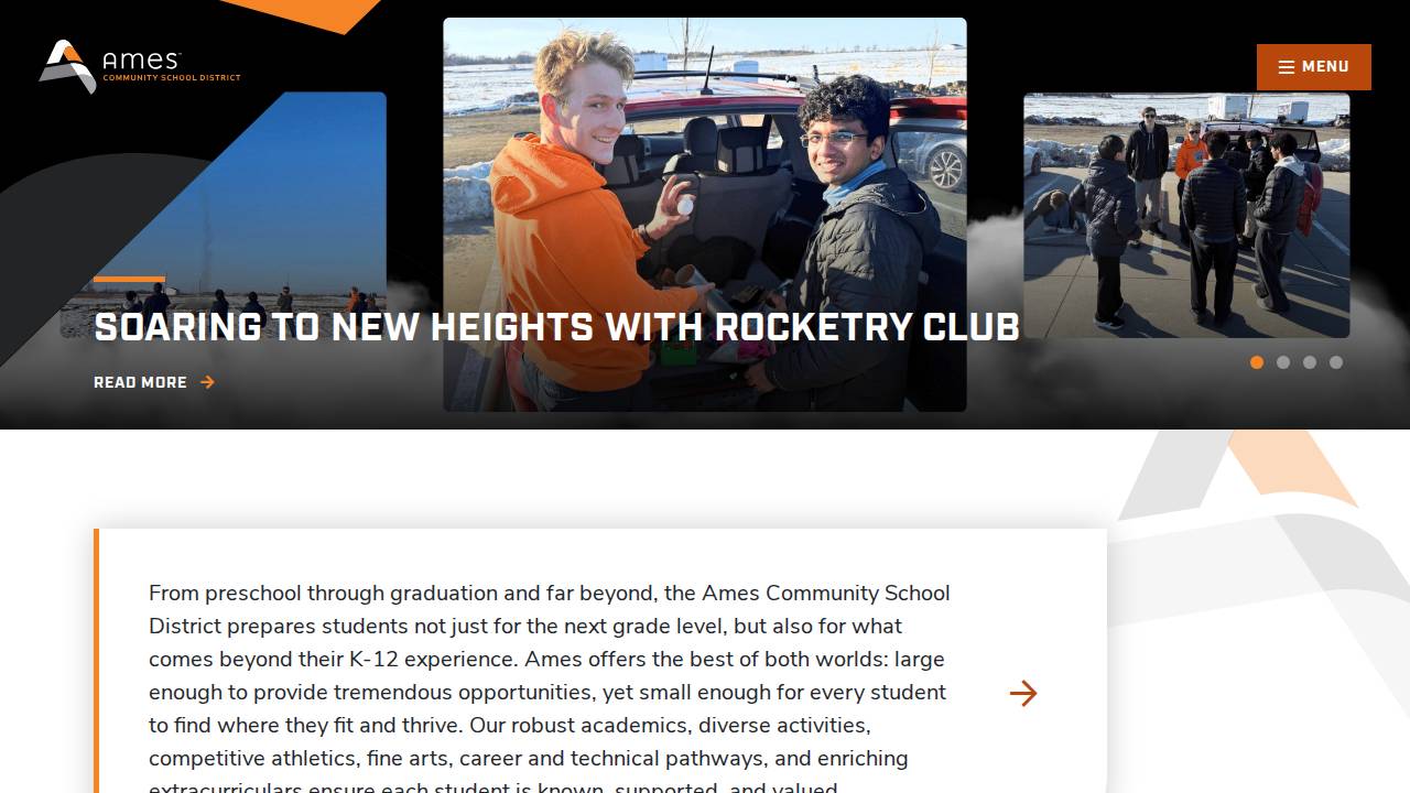 Ames Community School District website screenshot