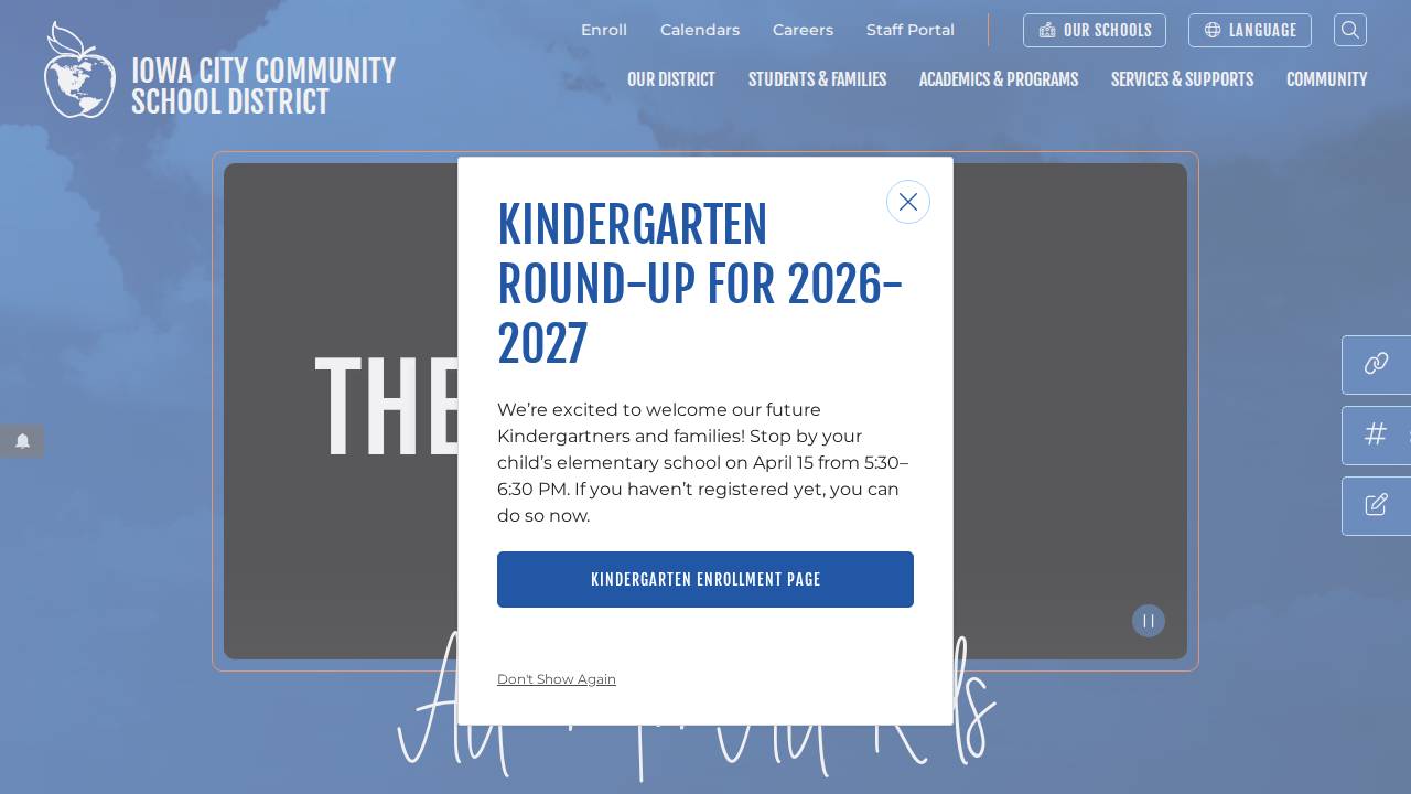 Iowa City School District website screenshot