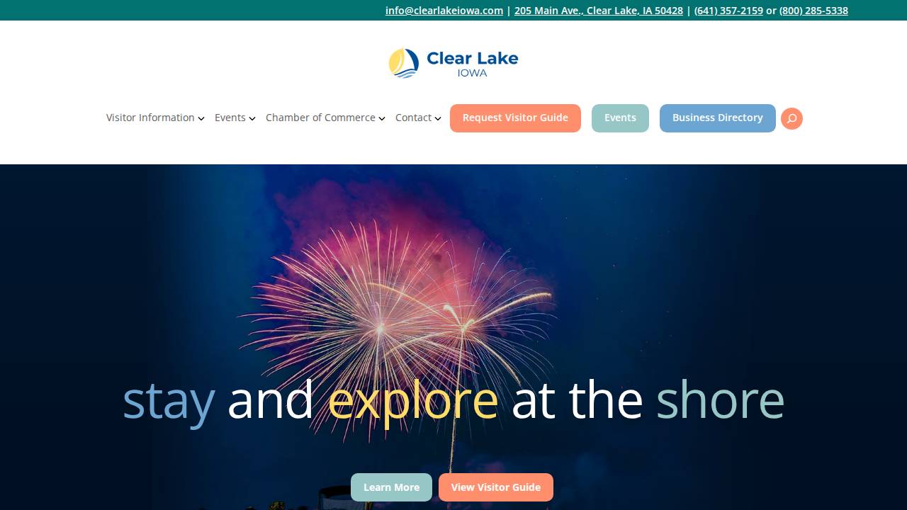 Clear Lake, IA Hotels website screenshot