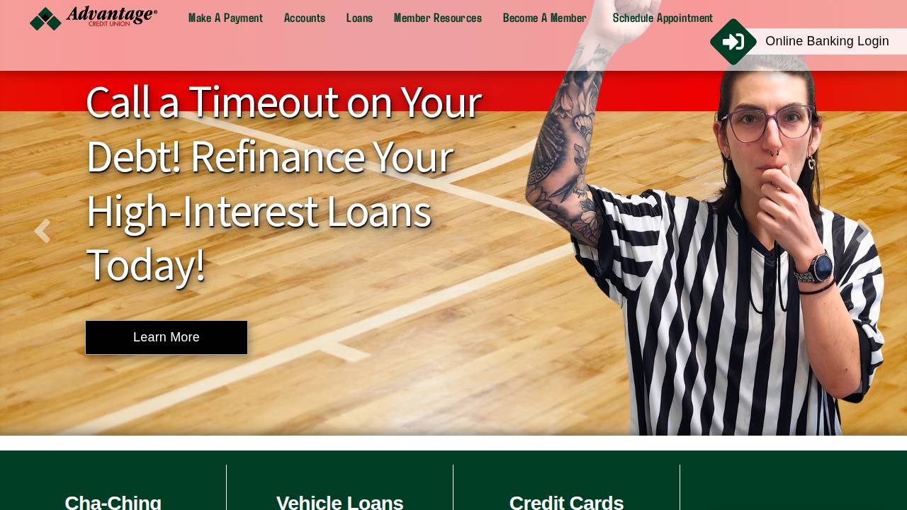 Advantage Credit Union website screenshot
