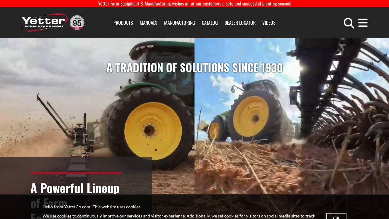 Yetter Farm Equipment & Manufacturing website screenshot