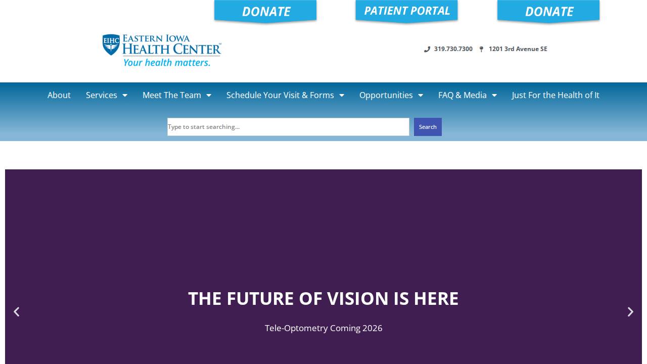 Eastern Iowa Medical Center website screenshot