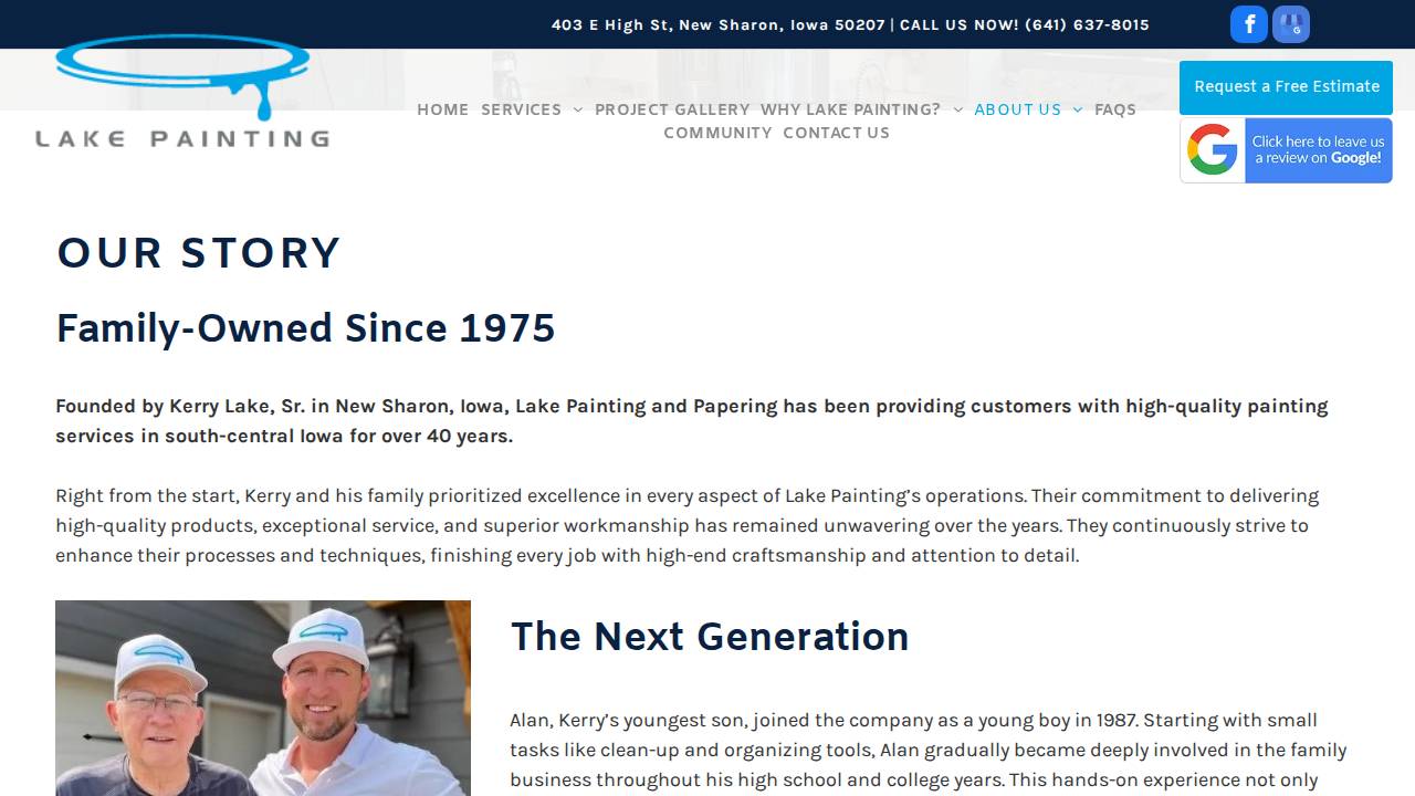 Lake Painting website screenshot