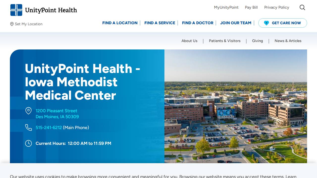 Iowa Methodist Medical Center website screenshot