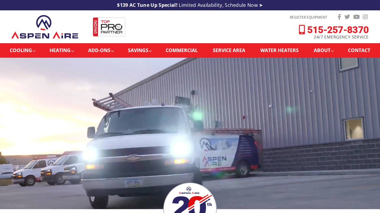 Aspen Aire website screenshot