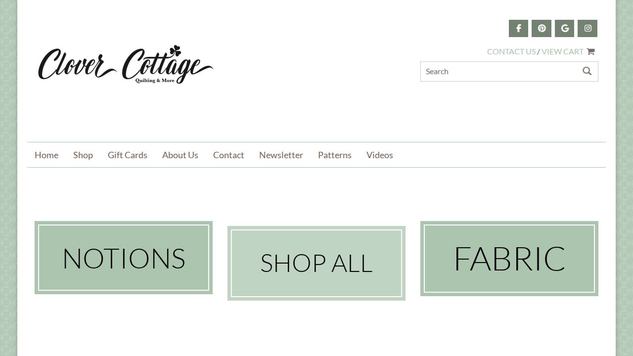 Clover Cottage website screenshot