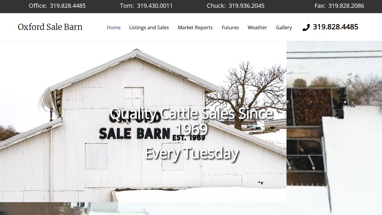 Oxford Sale Barn website screenshot