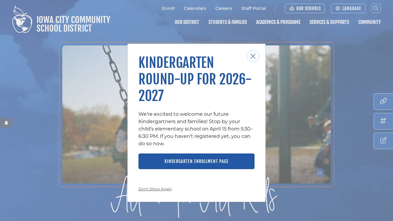 Iowa City Community School District website screenshot