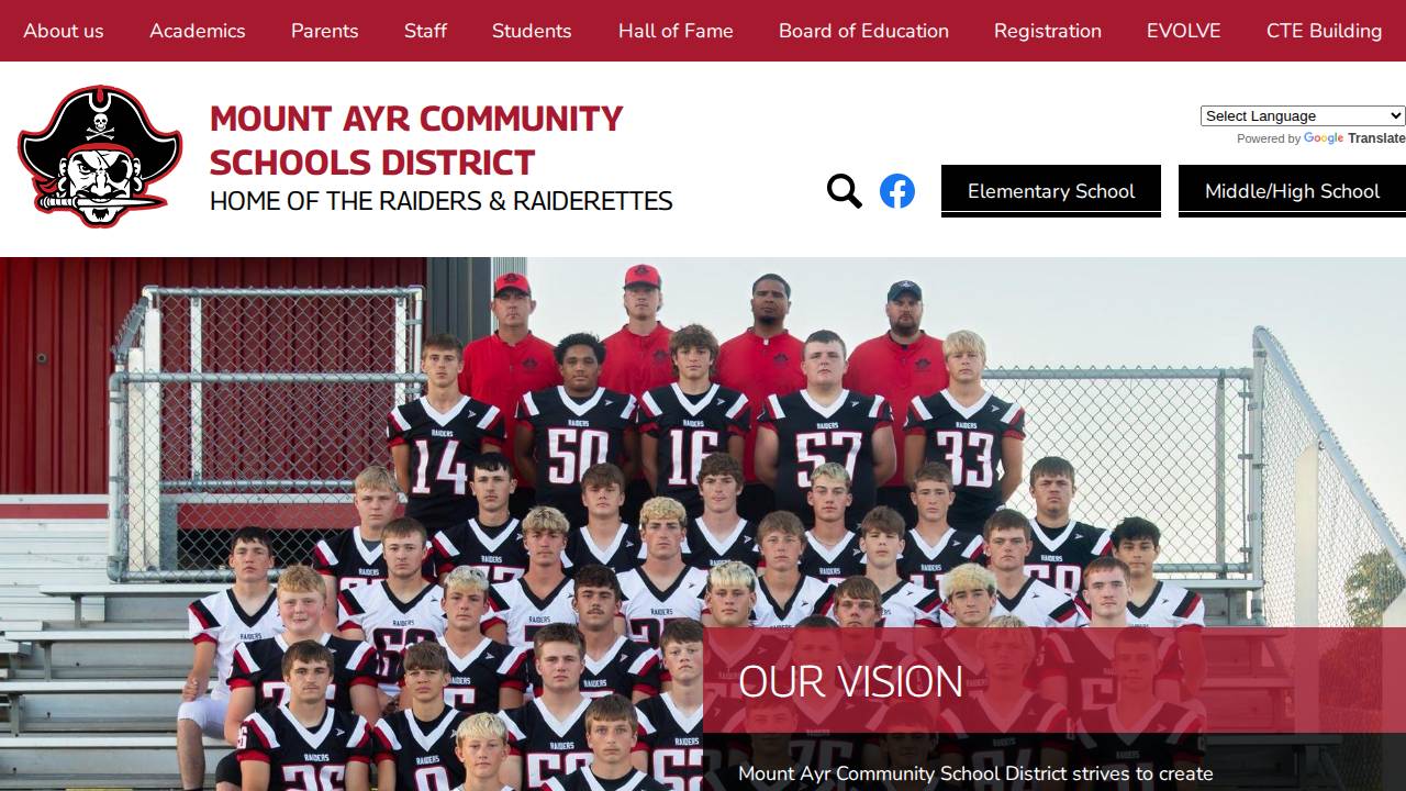Mount Ayr Community School District website screenshot