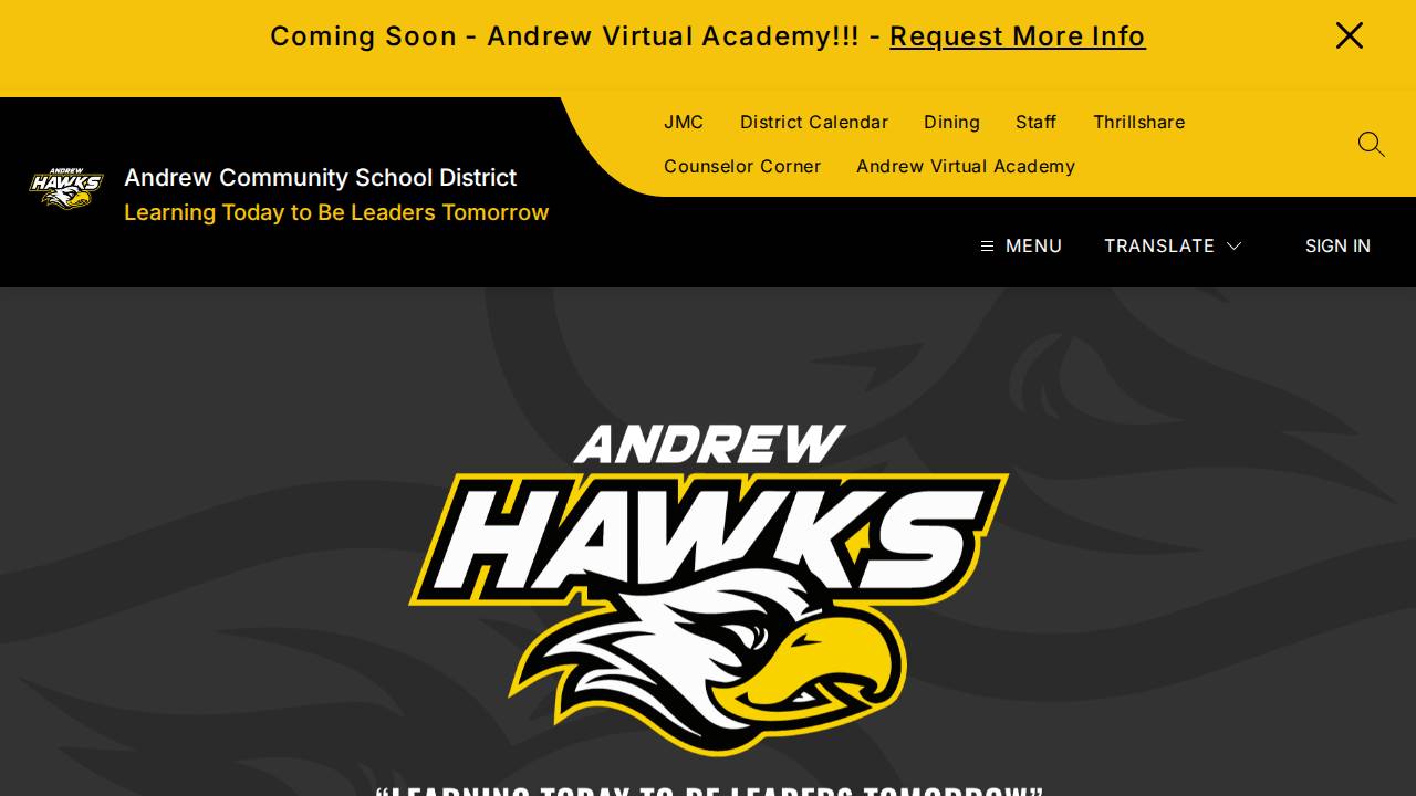 Andrew Comm School District website screenshot