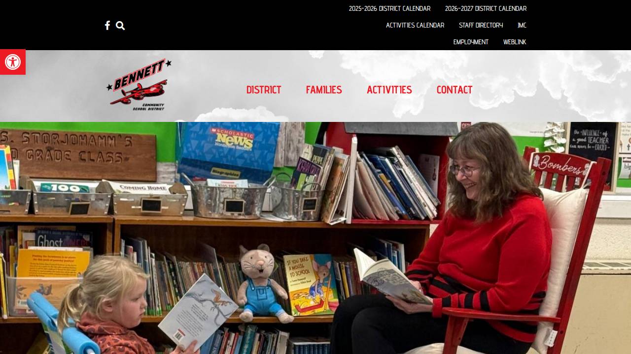 Bennett Comm School District website screenshot