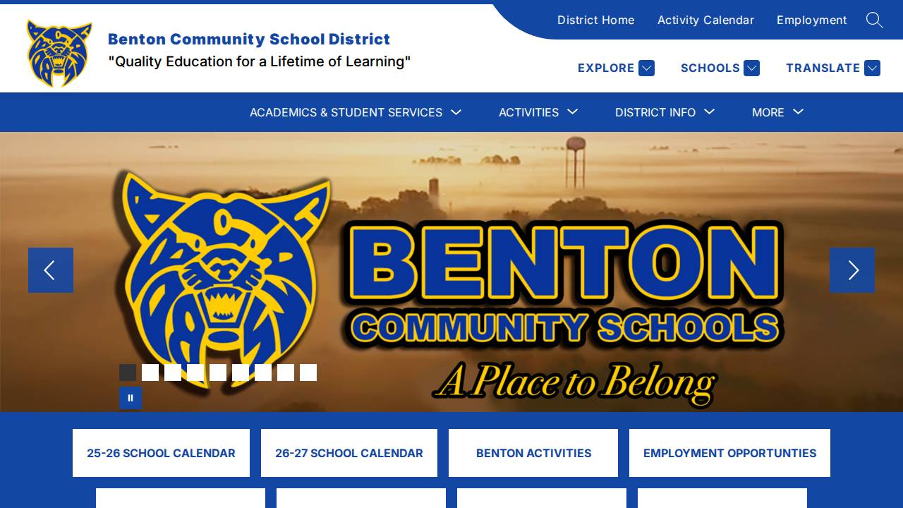 Benton Comm School District website screenshot