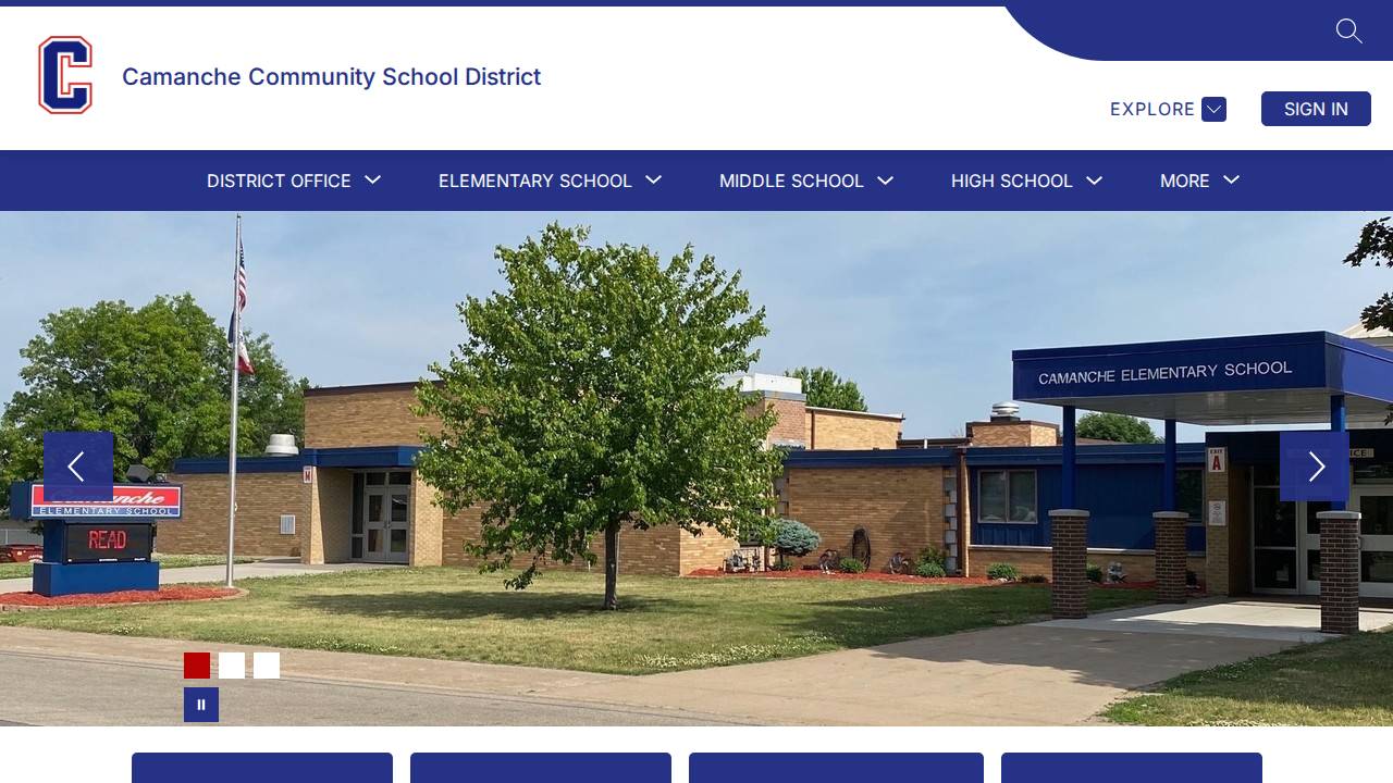 Camanche Comm School District website screenshot