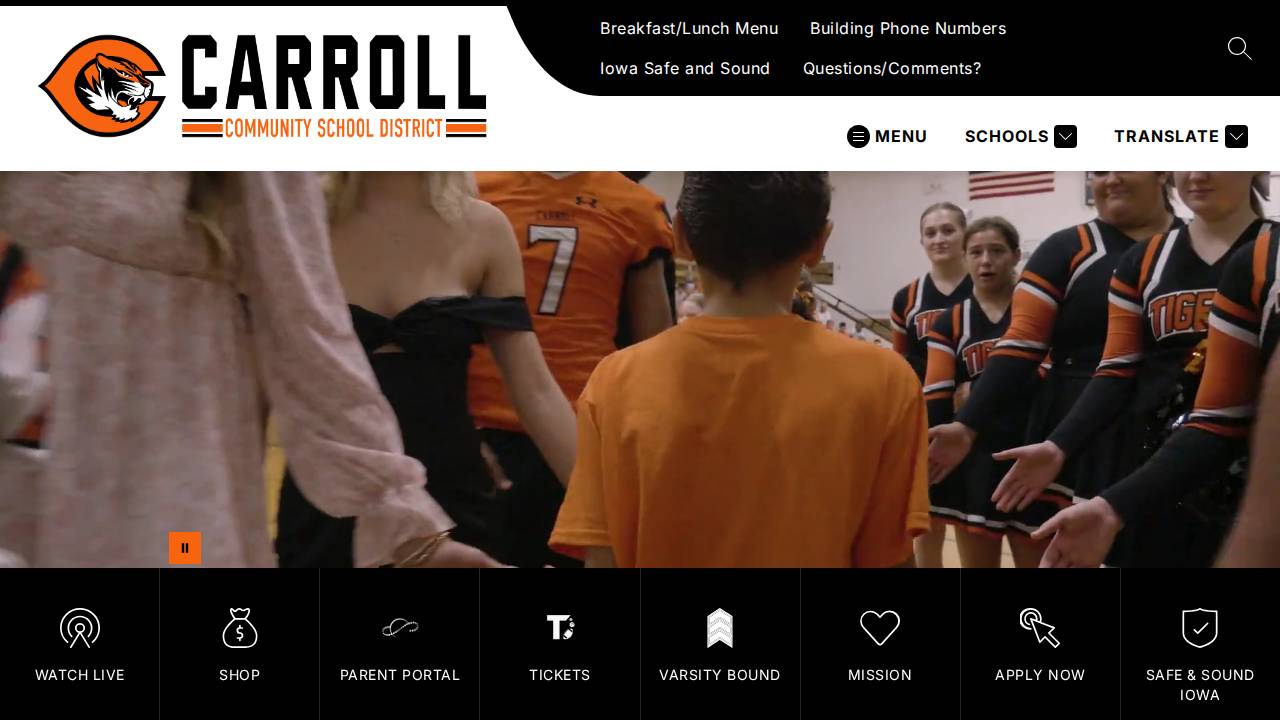 Carroll Comm School District website screenshot