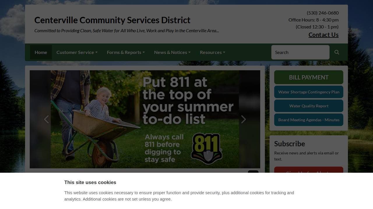 Centerville Comm School District website screenshot