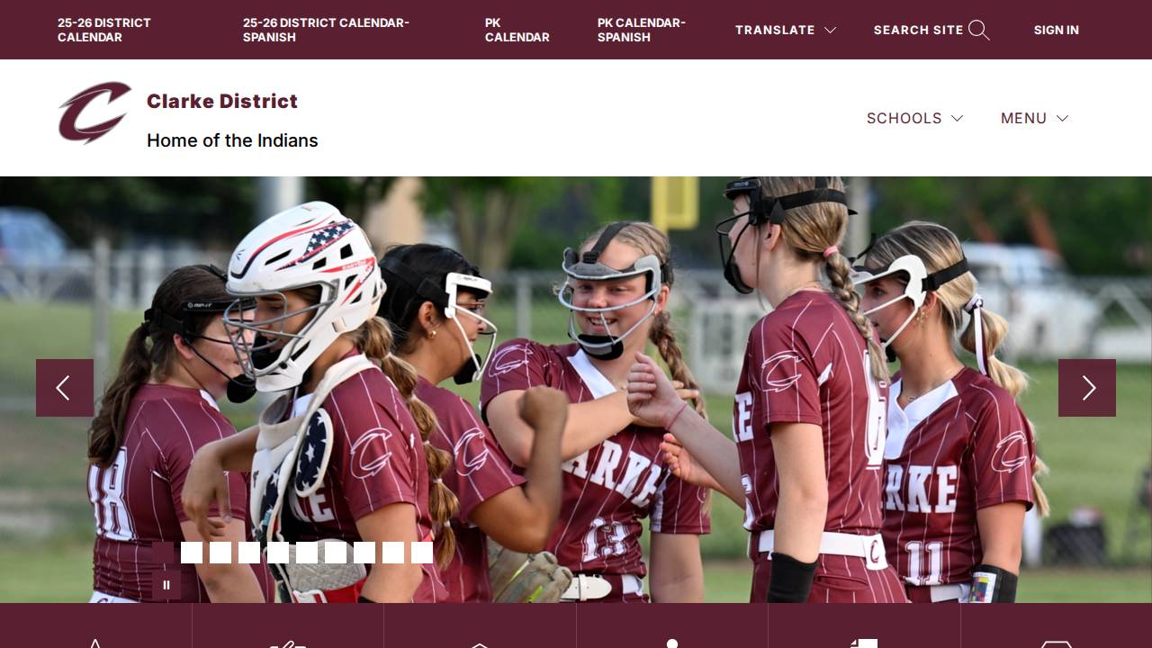 Clarke Comm School District website screenshot