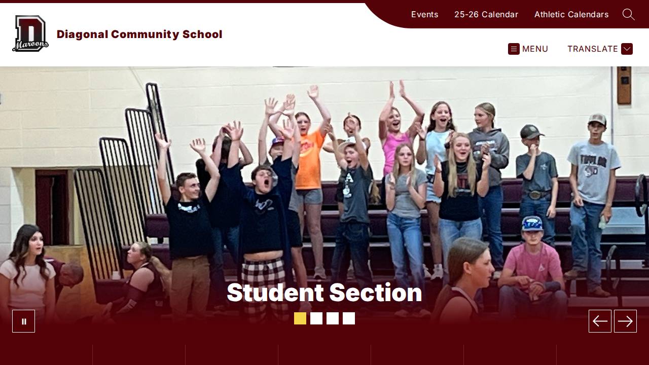 Diagonal Comm School District website screenshot