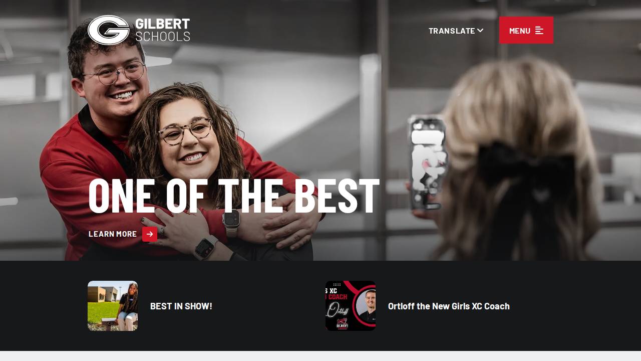 Gilbert Comm School District website screenshot