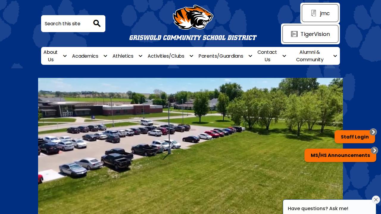 Griswold Comm School District website screenshot