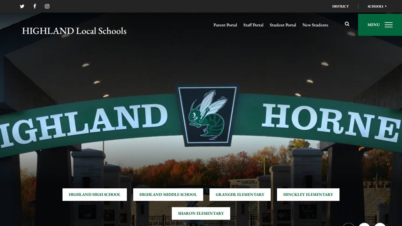 Highland Comm School District website screenshot