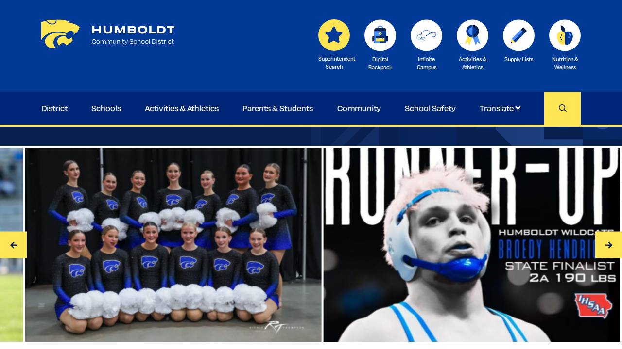 Humboldt Comm School District website screenshot