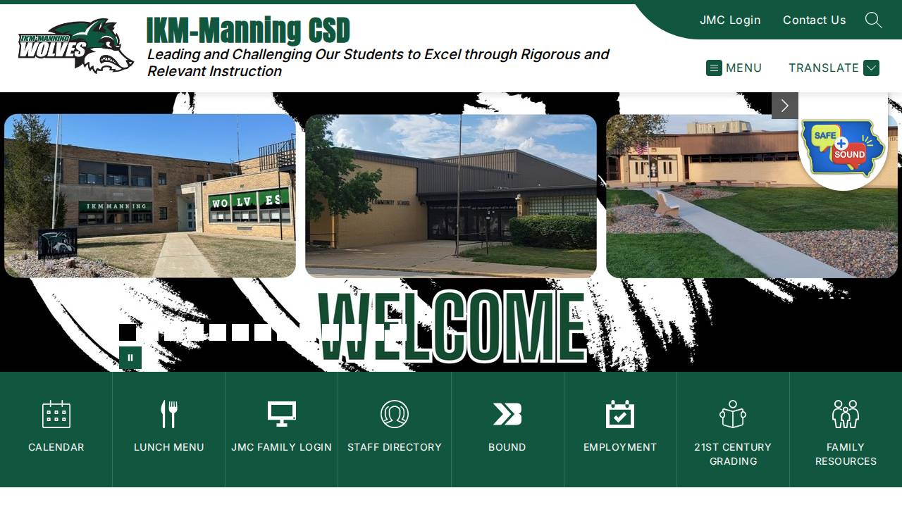 IKM-Manning Comm School District website screenshot
