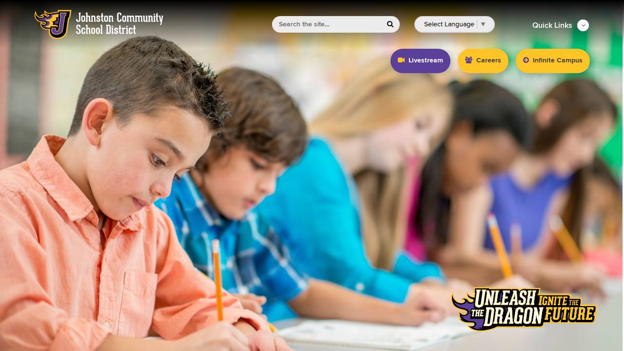 Johnston Comm School District website screenshot