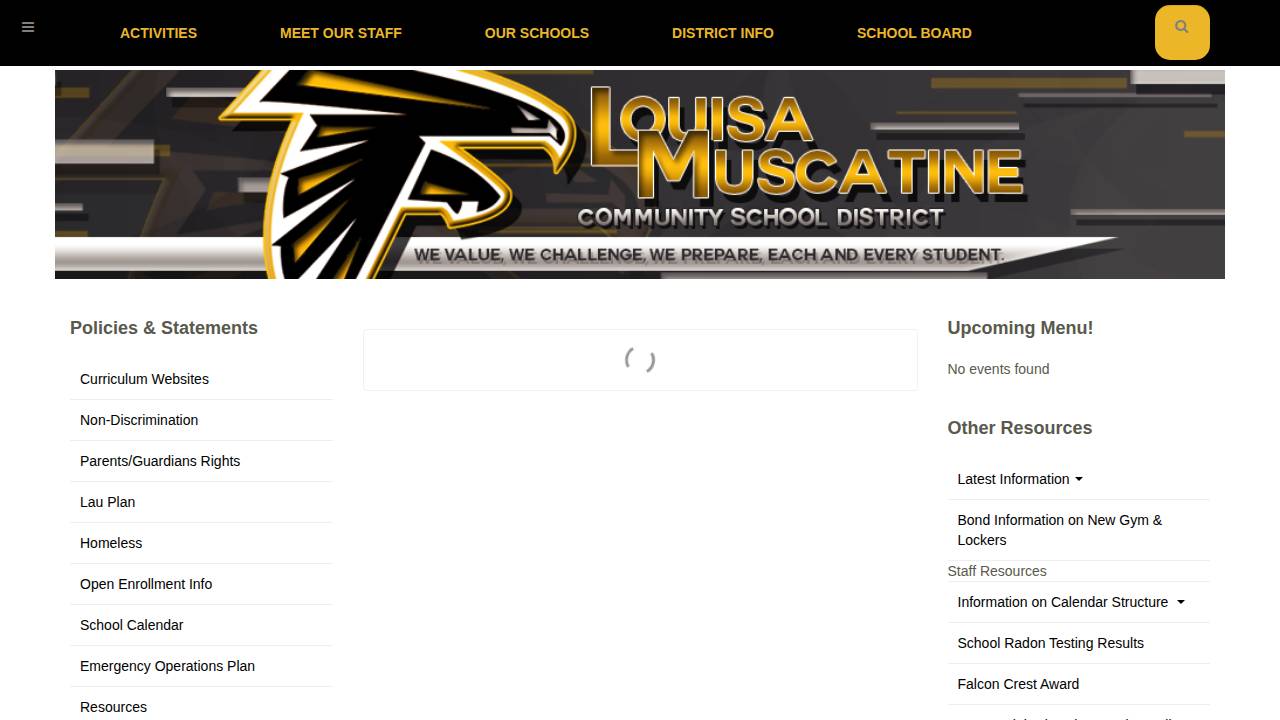 Louisa-Muscatine Comm School District website screenshot