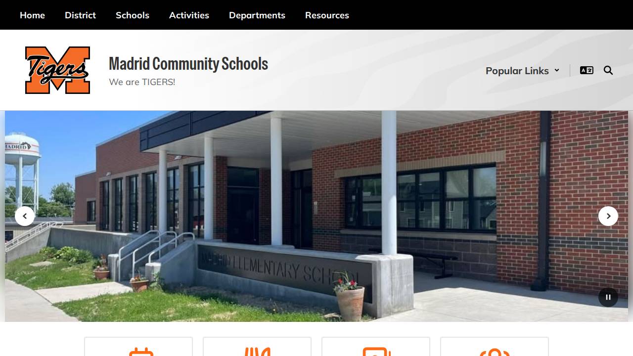 Madrid Comm School District website screenshot