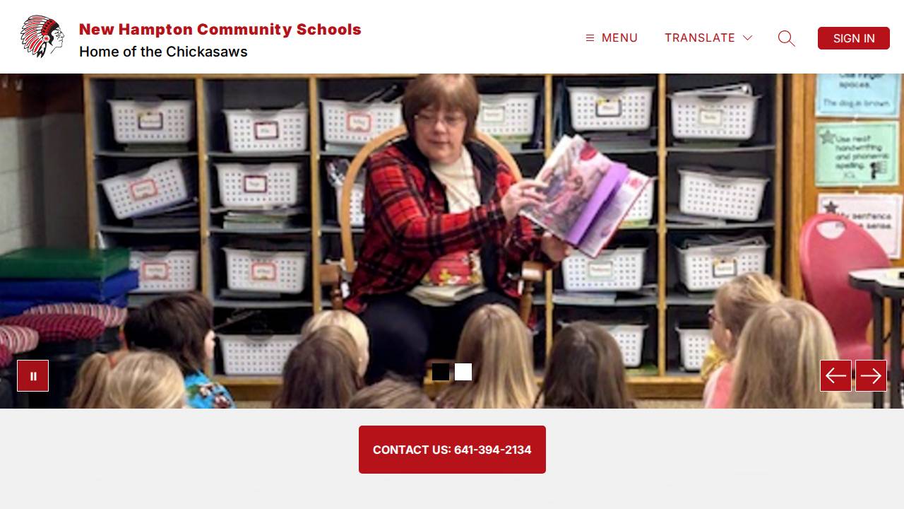 New Hampton Comm School District website screenshot