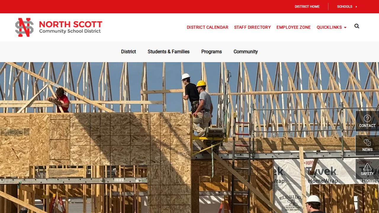 North Scott Comm School District website screenshot