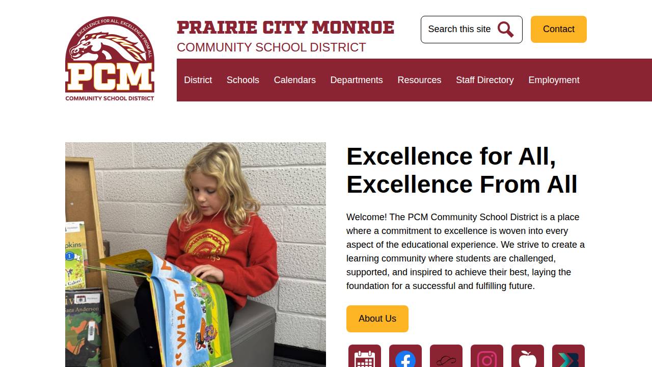 PCM Comm School District website screenshot