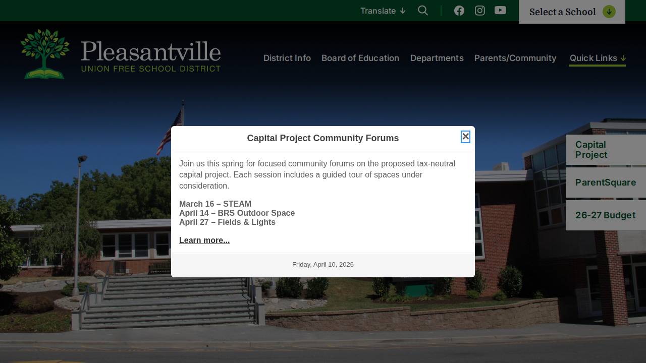 Pleasantville Comm School District website screenshot