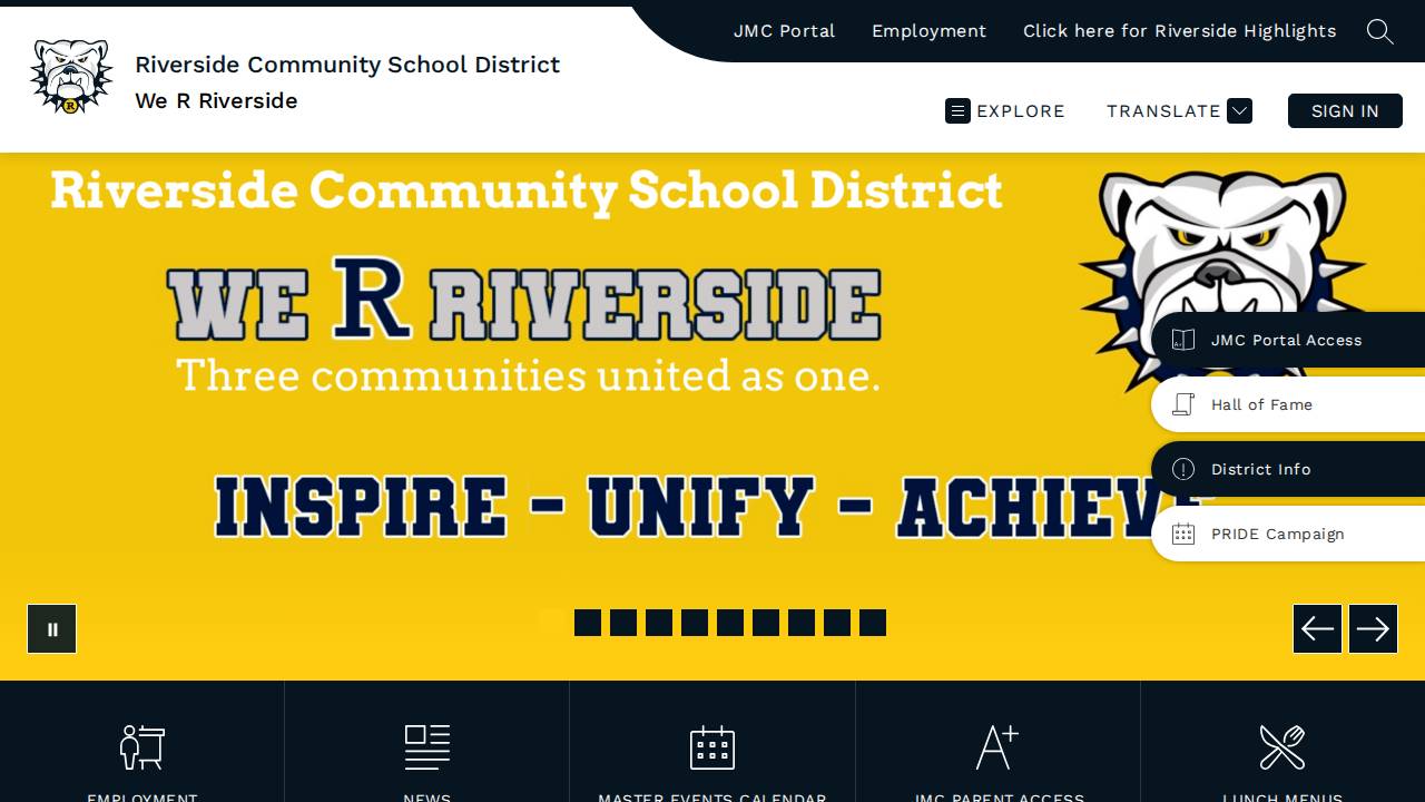 Riverside Comm School District website screenshot