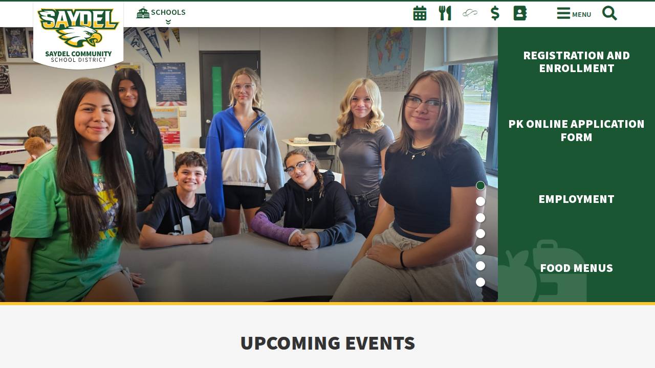 Saydel Comm School District website screenshot