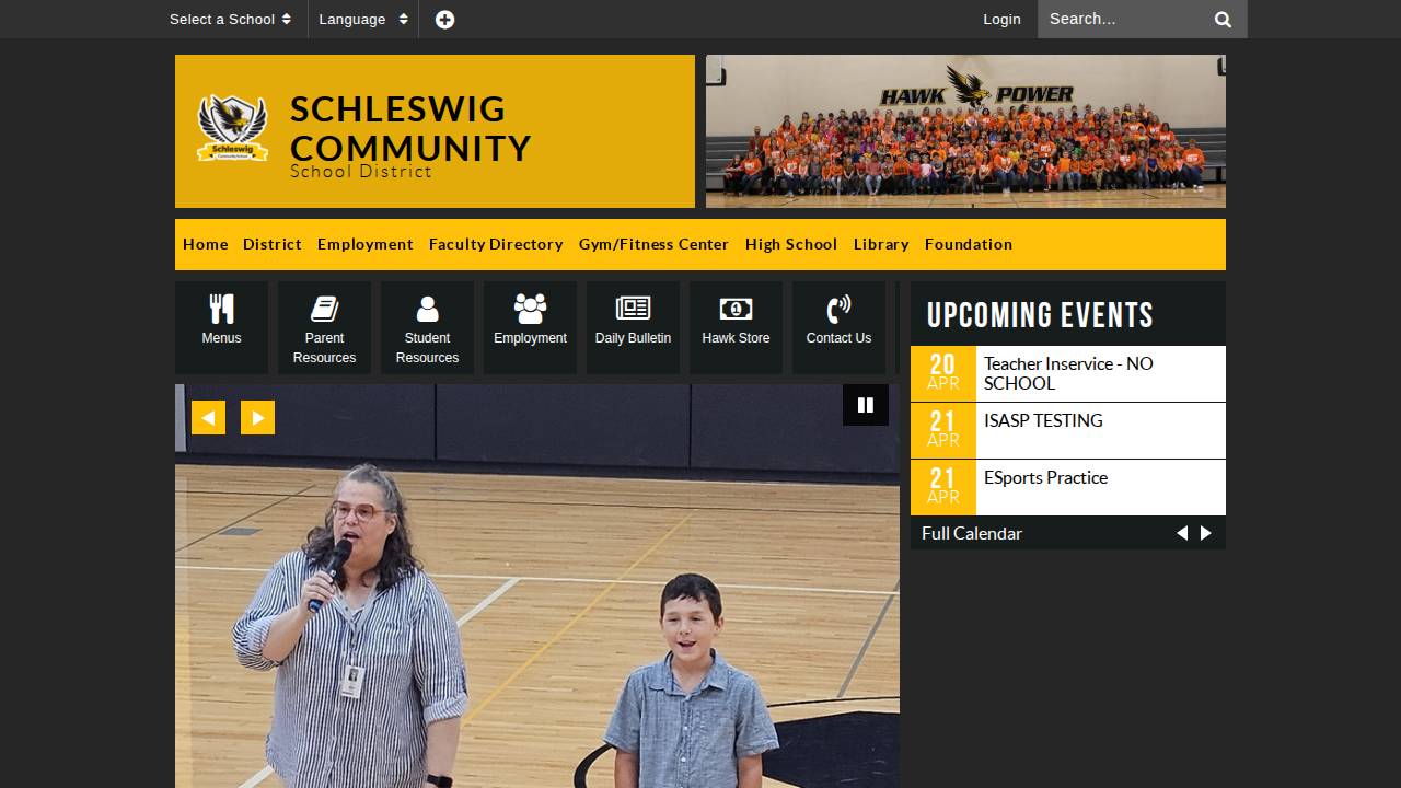 Schleswig Comm School District website screenshot