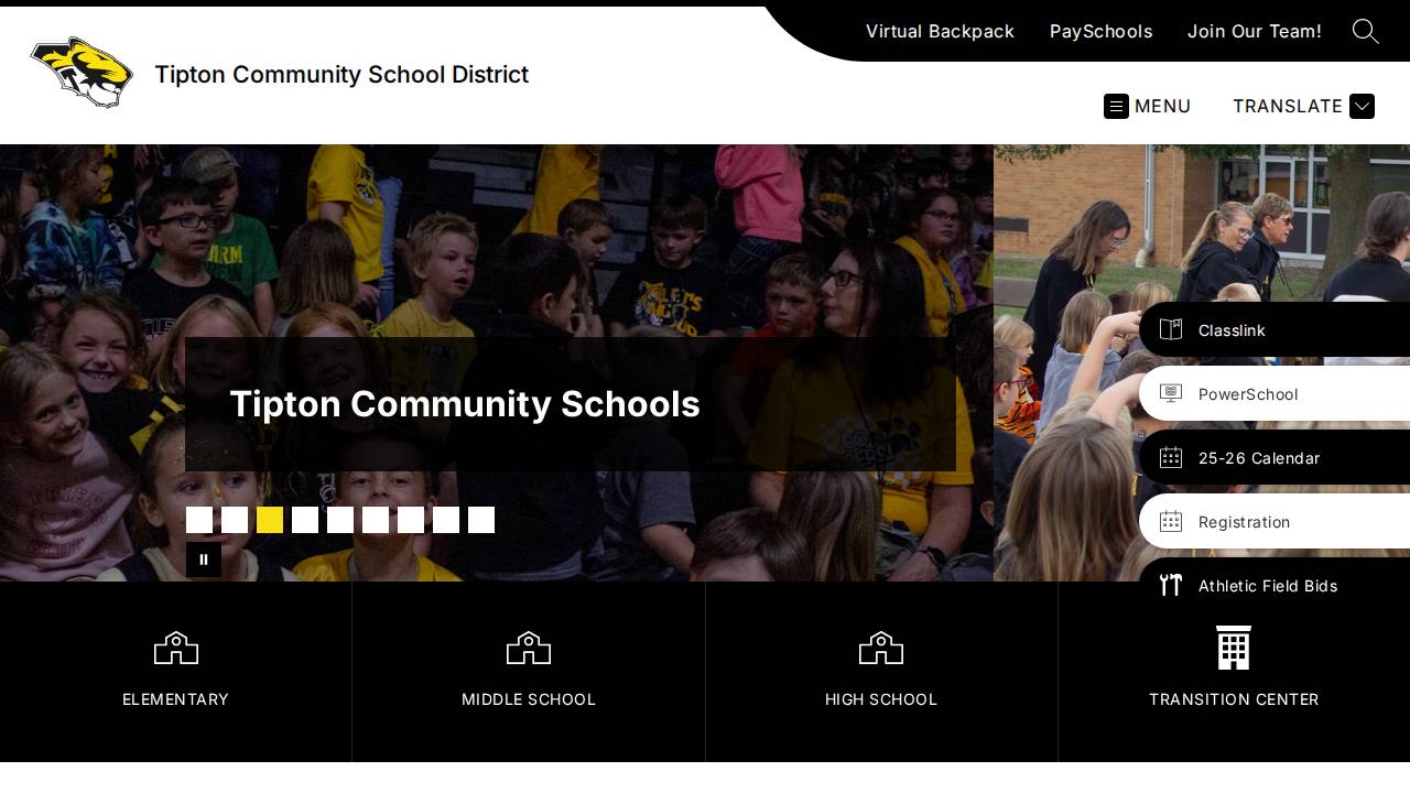 Tipton Comm School District website screenshot