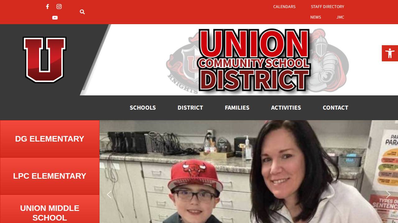 Union Comm School District website screenshot