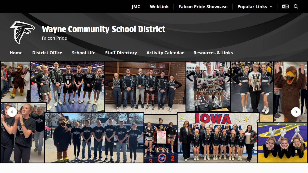 Wayne Comm School District website screenshot