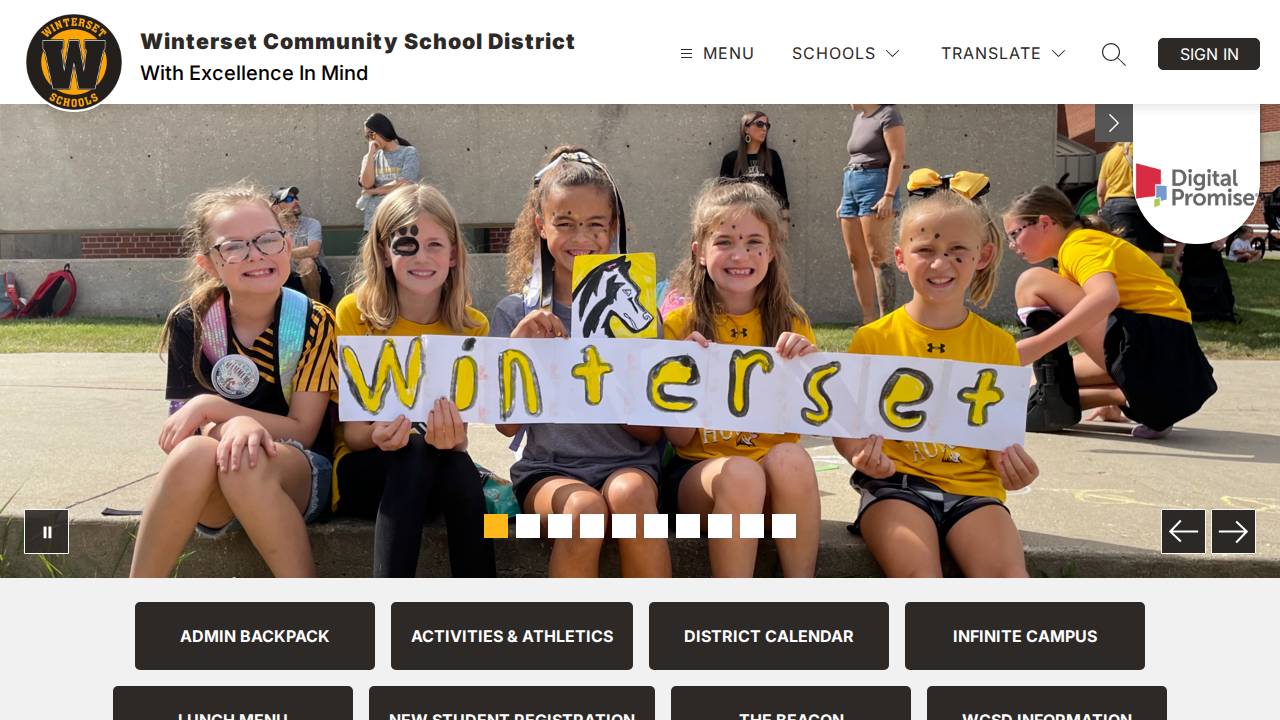 Winterset Comm School District website screenshot