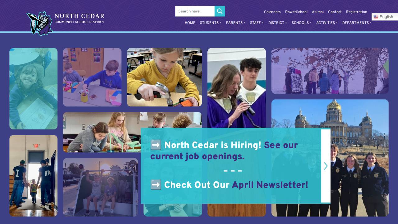 North Cedar Comm School District website screenshot