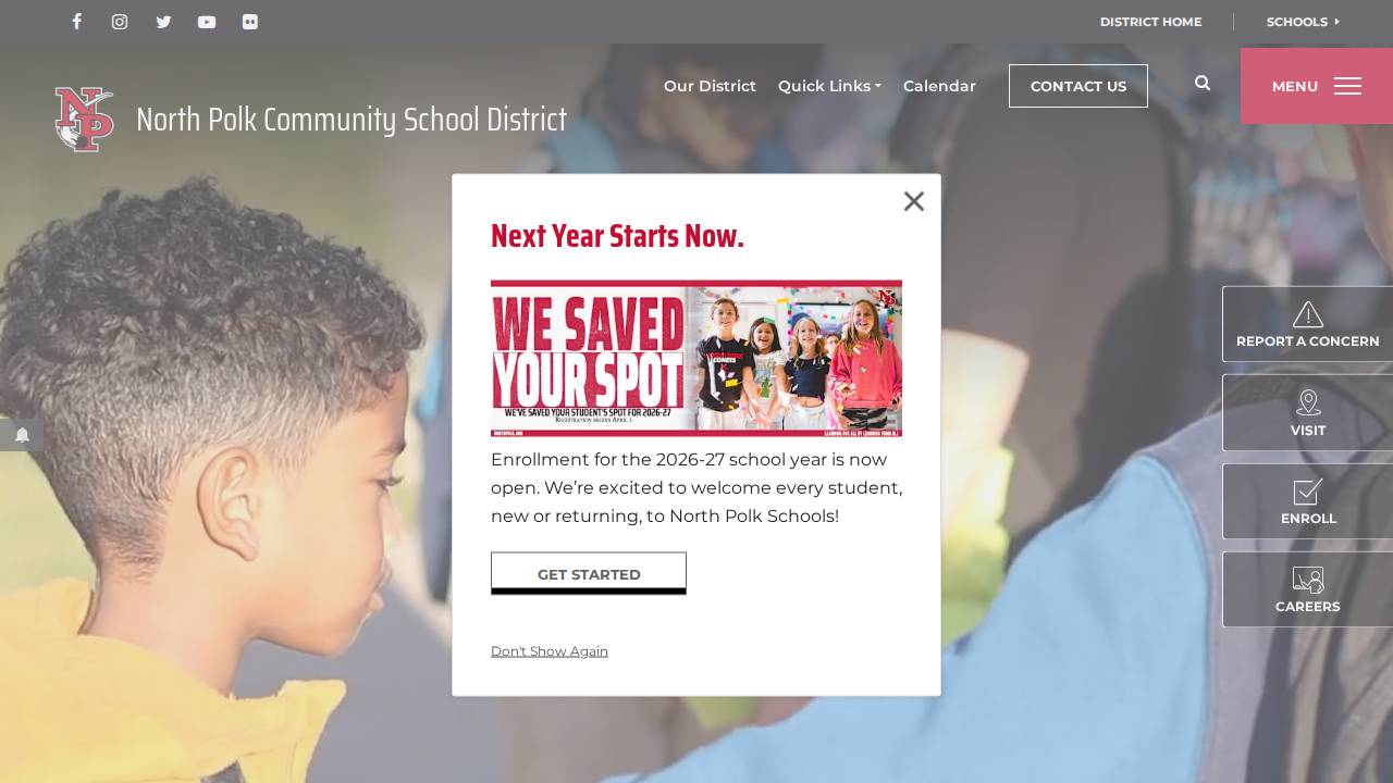 North Polk Comm School District website screenshot