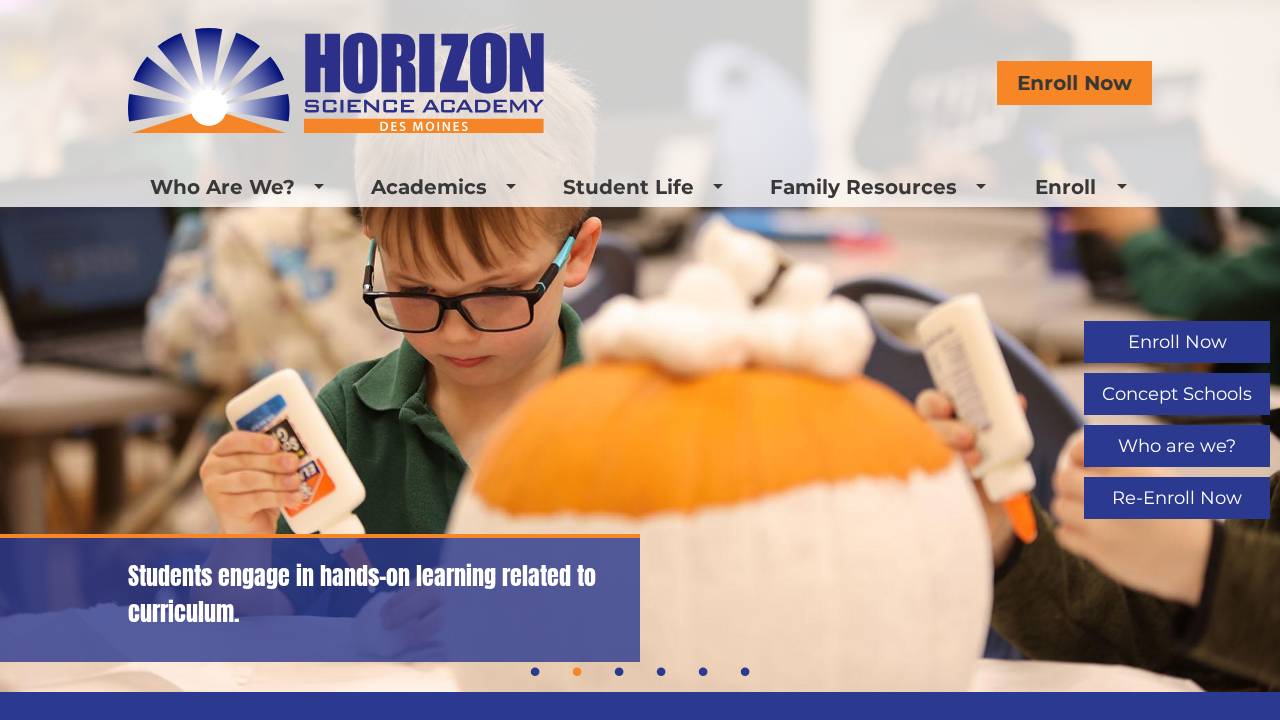 Horizon Science Academy Des Moines website screenshot