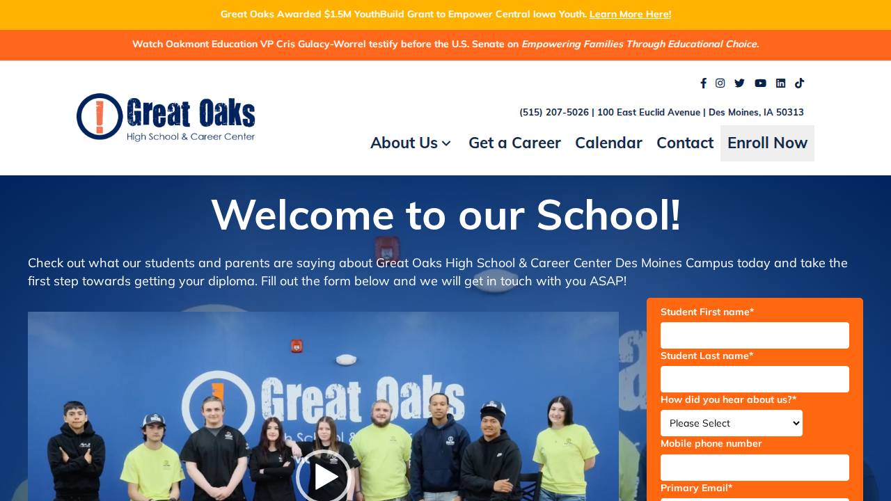 Great Oaks High School and Career Center website screenshot