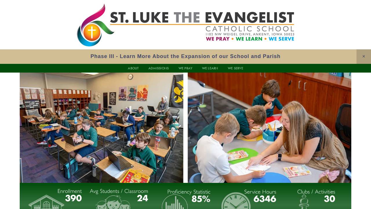 St. Luke the Evangelist School website screenshot