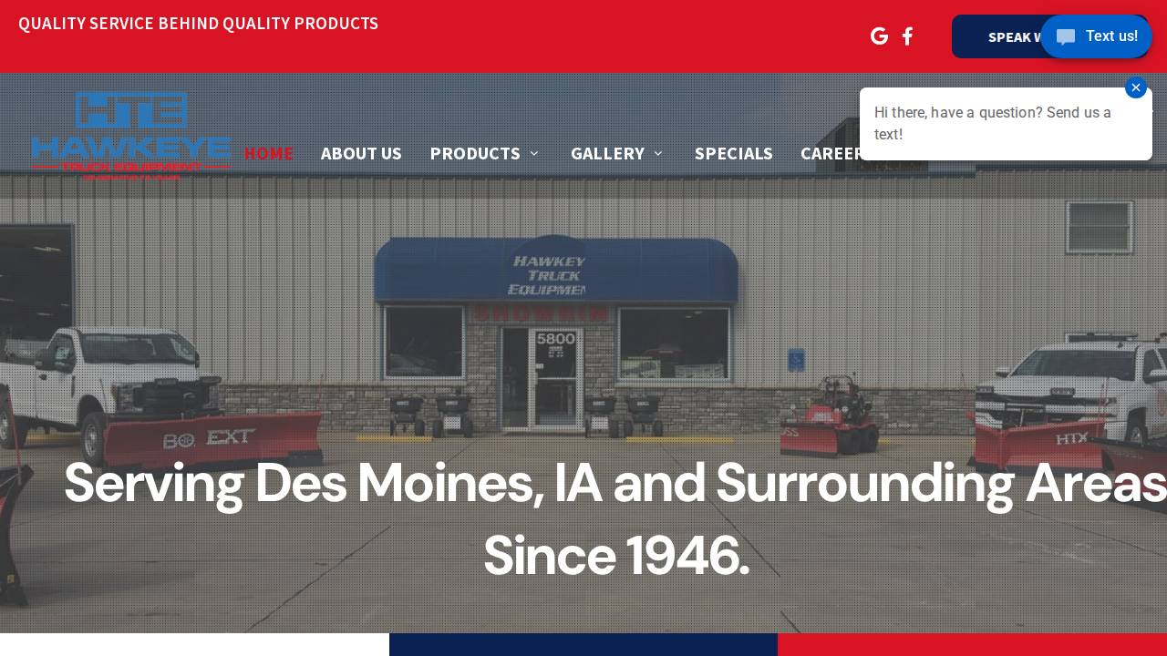 Hawkeye Truck Equipment Company website screenshot