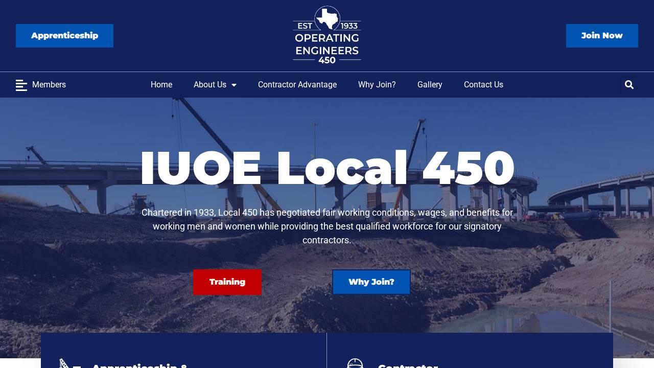 Local Union 450 website screenshot