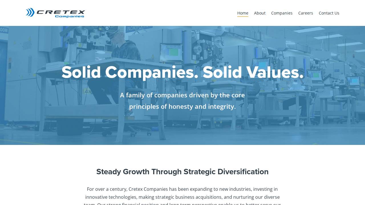 Cretex Concrete Products Inc. website screenshot