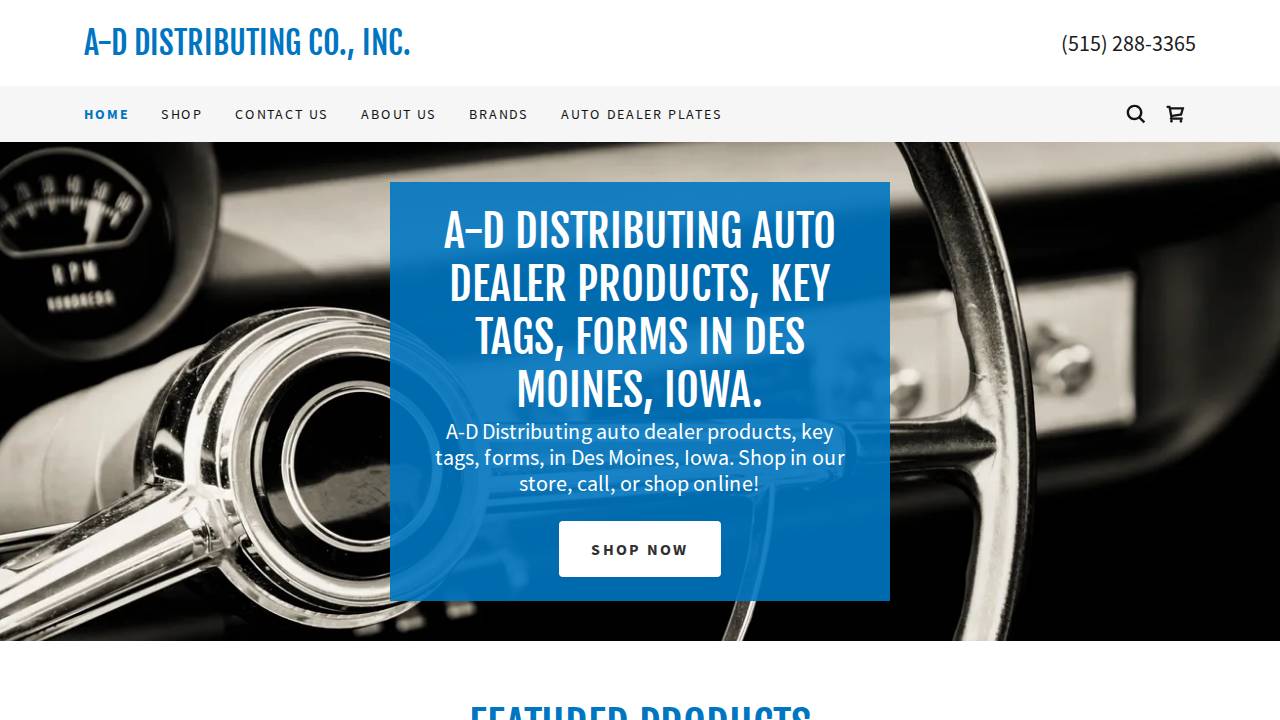 A-D Distributing Co. website screenshot